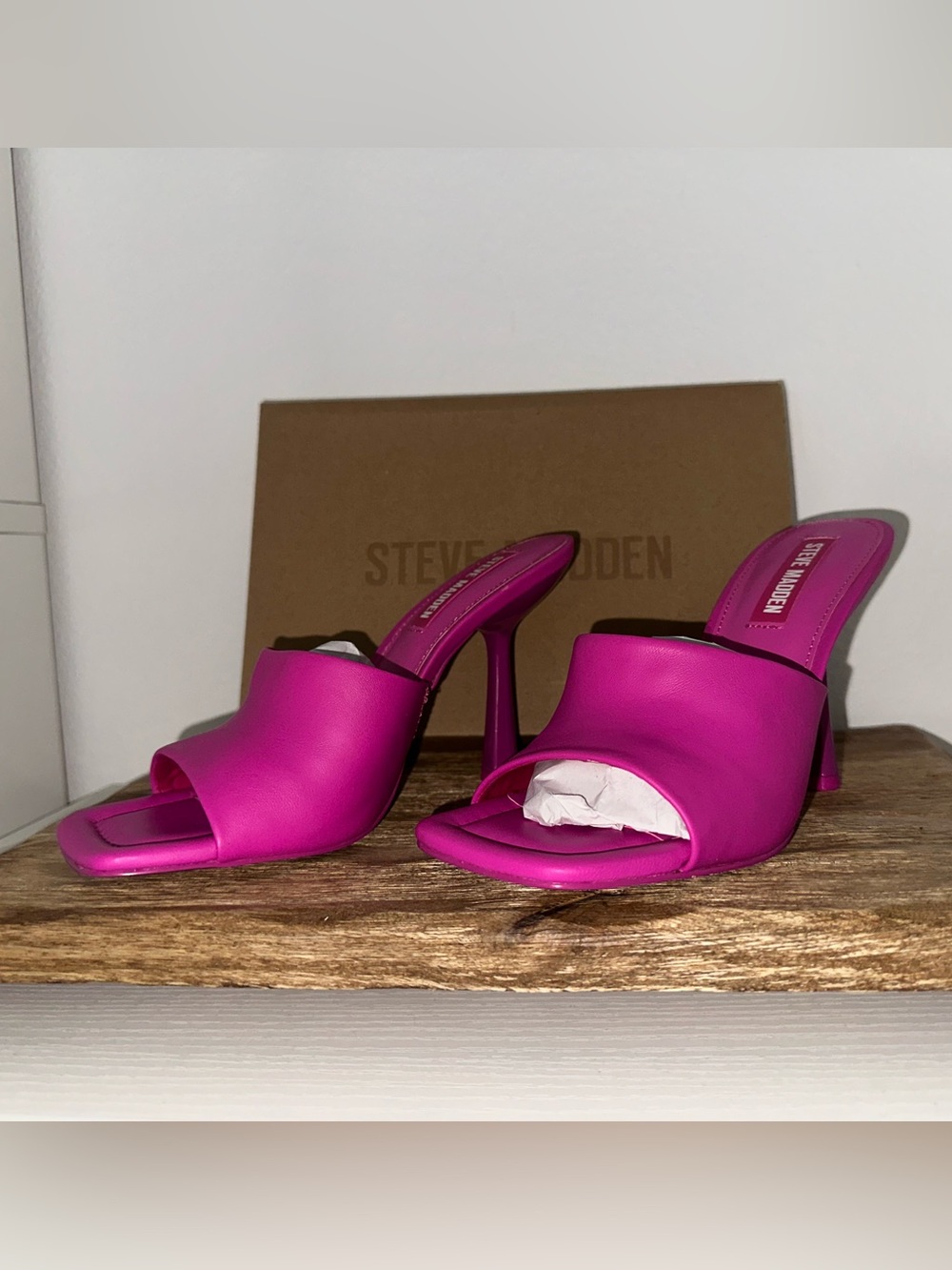 Steve Madden Hot Pink Open-Toe Mule Heels